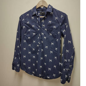 J.Crew Classic Fit Navy Blue Dalmatian Dog Print Women's Size 0